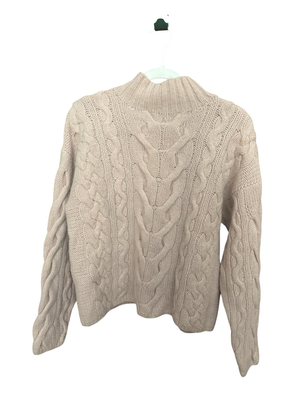 Limited Handknit Cozy Cable Knit Mock Neck Sweater - Blush